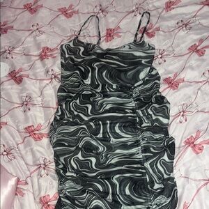 Elegant Black and White Swirl Dress